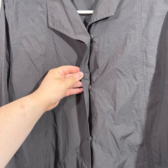 Eileen Fisher Charcoal Grey Tunic Length Rain Jacket - Picture 4 of 7